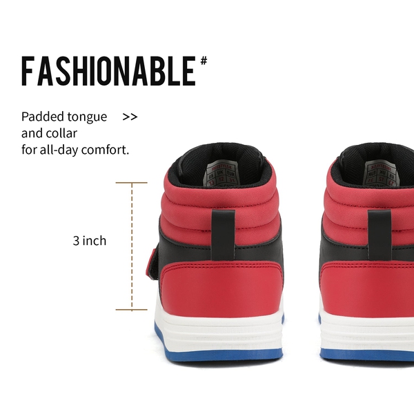 Boys & Girls High Top Sneaker - RED BLUE BLACK - 3